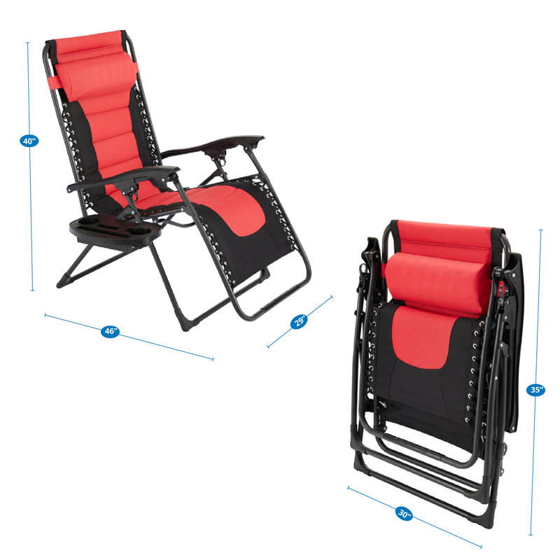 Arlmont & Co. Zero Gravity Folding Lounge Chair with Adjustable Headrest, Recliners Support